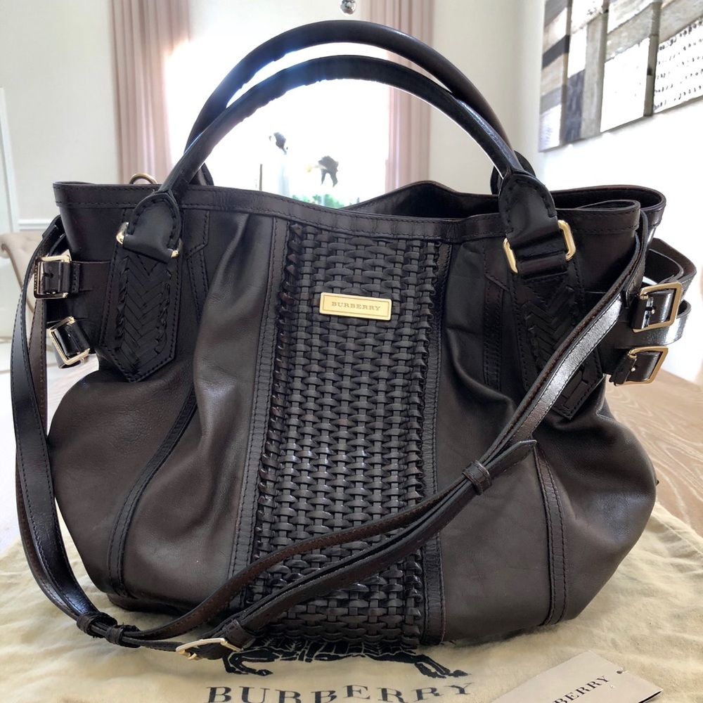 BURBERRY leather braided texture Large Bethan tote
